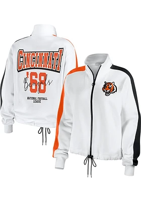 WEAR by Erin Andrews Cincinnati Bengals Womens White Contrast Long Sleeve Track Jacket