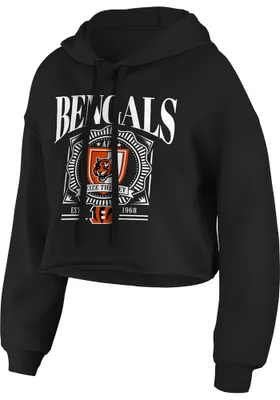 WEAR by Erin Andrews Cincinnati Bengals Womens Black Cropped Hooded Sweatshirt