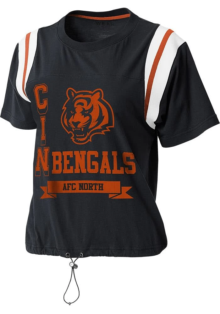 WEAR by Erin Andrews Cincinnati Bengals Womens Black Colorblock Short Sleeve T-Shirt