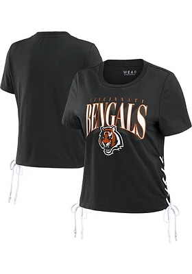 WEAR by Erin Andrews Cincinnati Bengals Womens Black Lace Up Short Sleeve T-Shirt