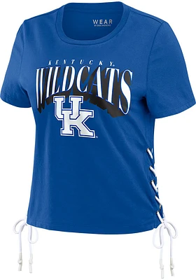 WEAR by Erin Andrews Kentucky Wildcats Womens Blue Lace-up Short Sleeve T-Shirt