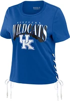 WEAR by Erin Andrews Kentucky Wildcats Womens Blue Lace-up Short Sleeve T-Shirt