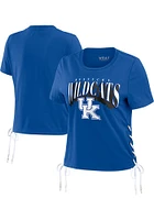 WEAR by Erin Andrews Kentucky Wildcats Womens Blue Lace-up Short Sleeve T-Shirt