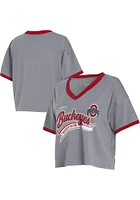 WEAR by Erin Andrews Ohio State Buckeyes Womens Grey Boxy Short Sleeve T-Shirt