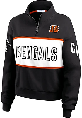 WEAR by Erin Andrews Cincinnati Bengals Womens Black Color Block 1/4 Zip Pullover