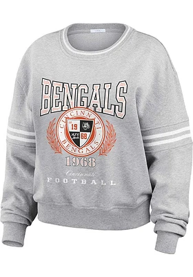 WEAR by Erin Andrews Cincinnati Bengals Womens Grey University Crew Sweatshirt