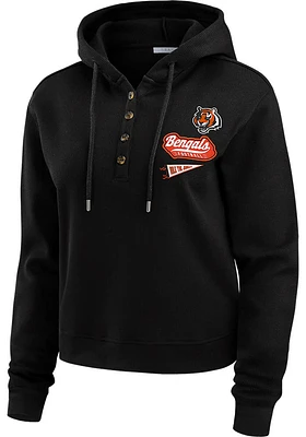 WEAR by Erin Andrews Cincinnati Bengals Womens Black Waffle Hooded Sweatshirt