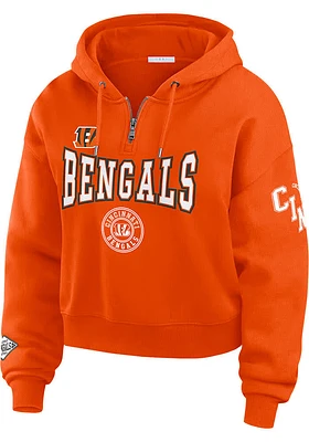 WEAR by Erin Andrews Cincinnati Bengals Womens Orange Patch Hooded Sweatshirt