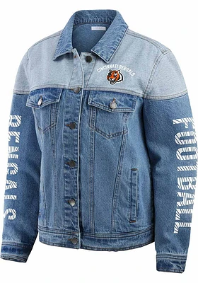 WEAR by Erin Andrews Cincinnati Bengals Womens Blue Denim Light Weight Jacket