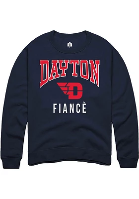 Rally Dayton Flyers Mens Navy Blue Fiancé Long Sleeve Crew Sweatshirt