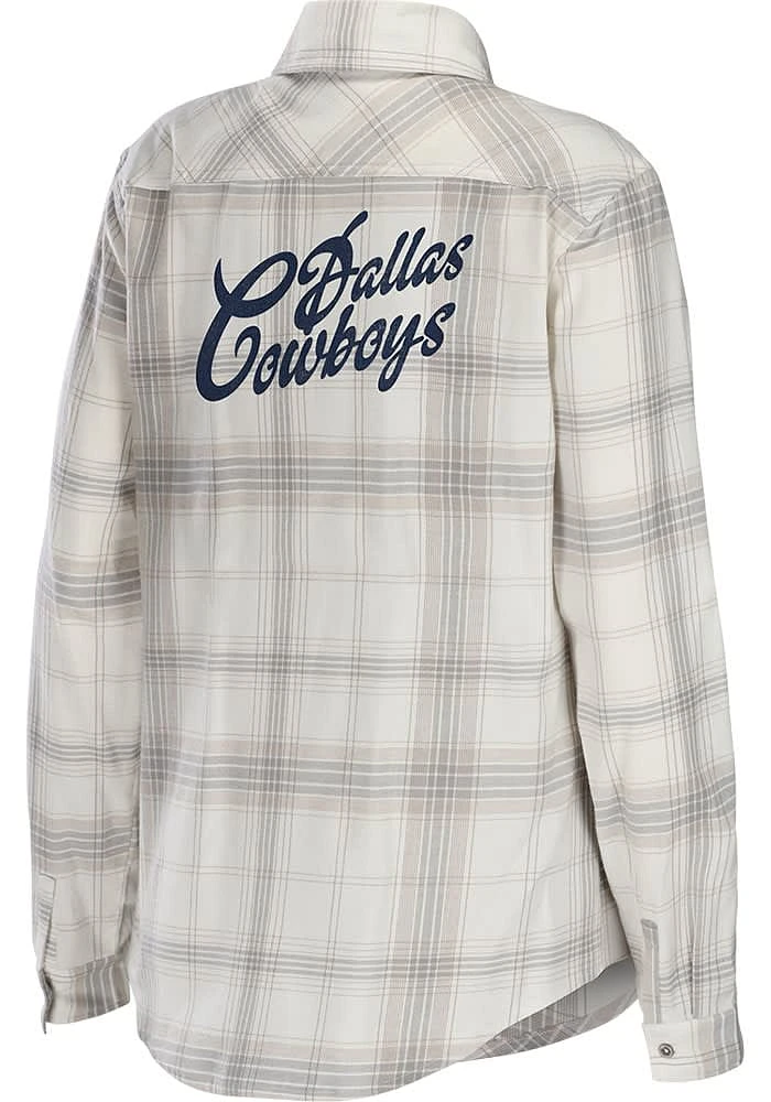 Dallas Cowboys Womens Flannel Long Sleeve White Dress Shirt