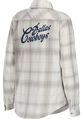 Dallas Cowboys Womens Flannel Long Sleeve White Dress Shirt