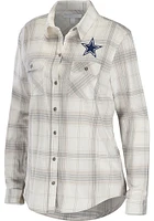 Dallas Cowboys Womens Flannel Long Sleeve White Dress Shirt