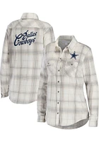 Dallas Cowboys Womens Flannel Long Sleeve White Dress Shirt