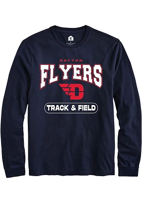 Rally Dayton Flyers Navy Blue Track & Field Long Sleeve T Shirt