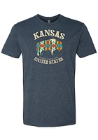 Kansas Navy Blue Pattern Buffalo Short Sleeve Fashion T Shirt
