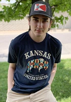 Kansas Navy Blue Pattern Buffalo Short Sleeve Fashion T Shirt