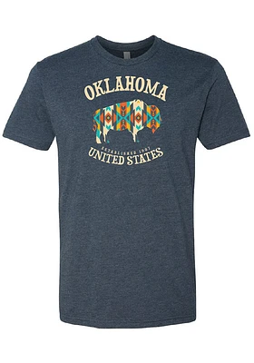 Oklahoma Navy Blue Pattern Buffalo Short Sleeve Fashion T Shirt