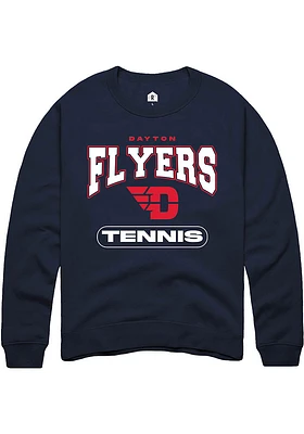 Rally Dayton Flyers Mens Navy Blue Tennis Long Sleeve Crew Sweatshirt