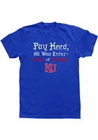 Kansas Jayhawks Blue Pay Heed Short Sleeve Fashion T Shirt