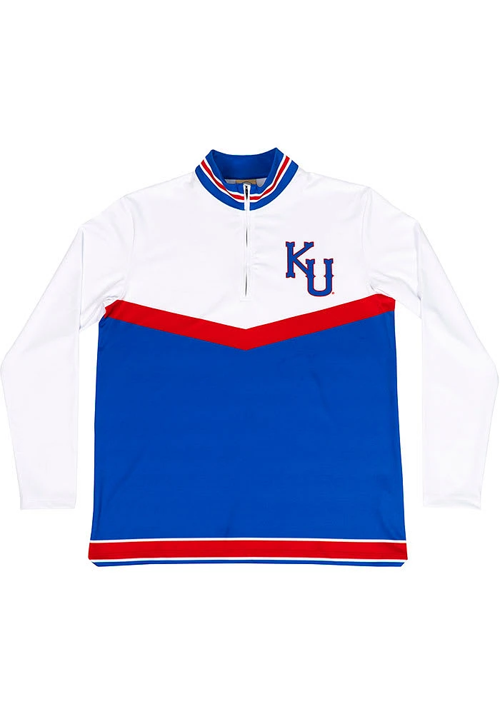 Kansas Jayhawks Mens White Quarter Long Sleeve Qtr Zip Pullover