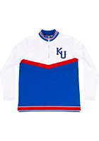 Kansas Jayhawks Mens White Quarter Long Sleeve Qtr Zip Pullover