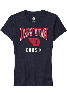 Rally Dayton Flyers Womens Navy Blue Cousin Short Sleeve T-Shirt