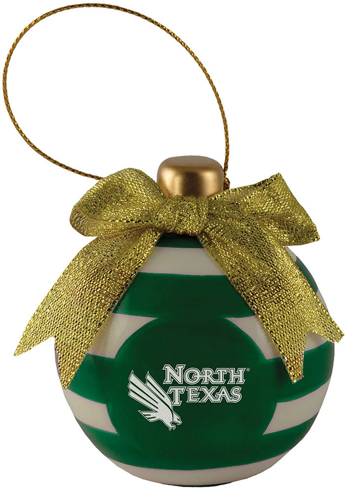 North Texas Mean Green Ceramic Bulb Ornament - White