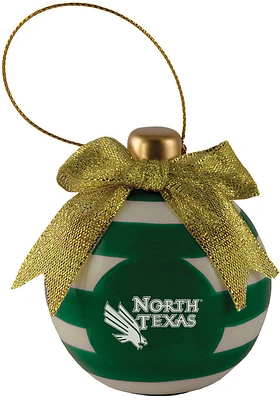 North Texas Mean Green Ceramic Bulb Ornament - White