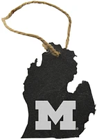Michigan Wolverines Slate State Shape Ornament - Grey