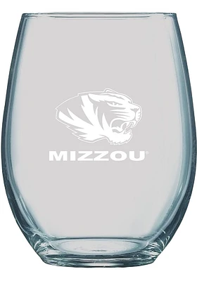 Missouri Tigers 21oz Logo Engraved Stemless Wine Glass - White