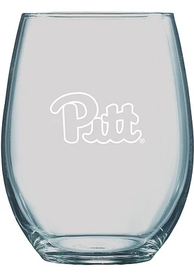 Pitt Panthers 21oz Logo Engraved Stemless Wine Glass - White