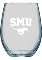 SMU Mustangs 21oz Logo Engraved Stemless Wine Glass - White