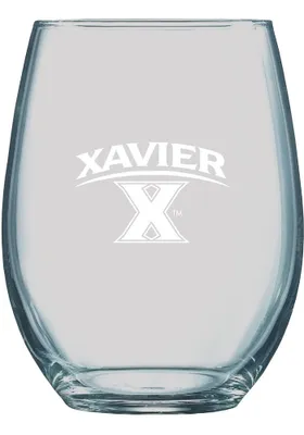 Xavier Musketeers 21oz Logo Engraved Stemless Wine Glass