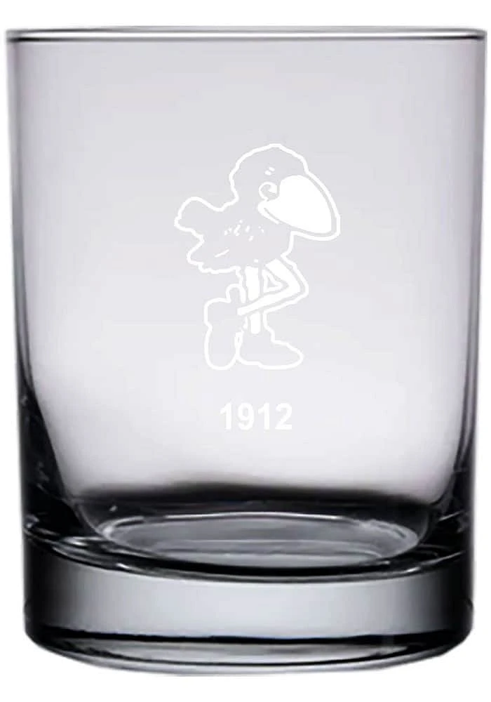 Kansas Jayhawks 14oz. Etched Rock Glass - White