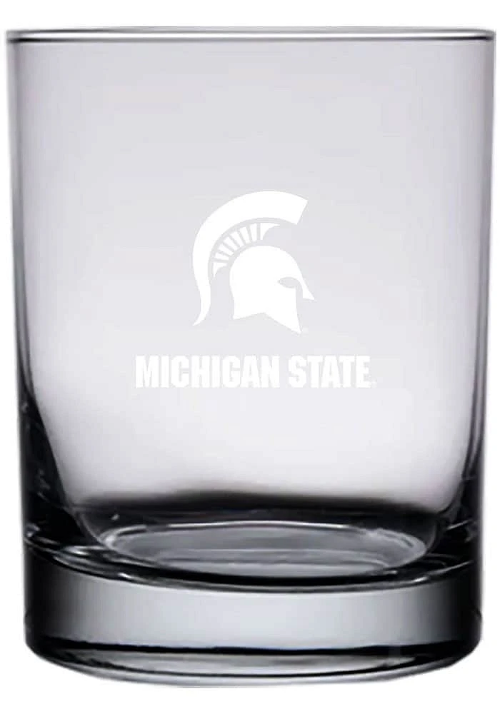 Michigan State Spartans 14oz Etched Rock Glass - White