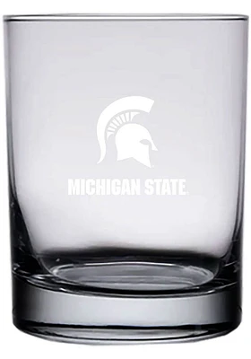 Michigan State Spartans 14oz Etched Rock Glass - White