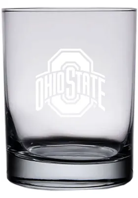 Ohio State Buckeyes 14oz Etched Rock Glass - White