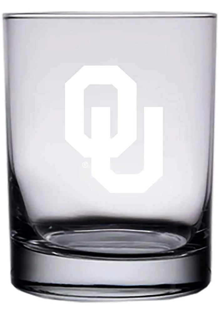 Oklahoma Sooners 14oz Etched Rock Glass - White