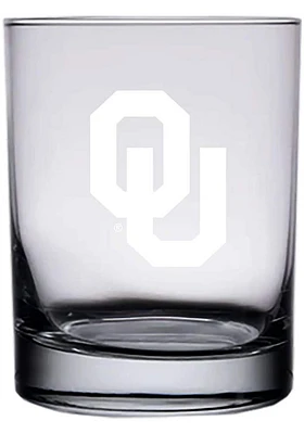 Oklahoma Sooners 14oz Etched Rock Glass - White