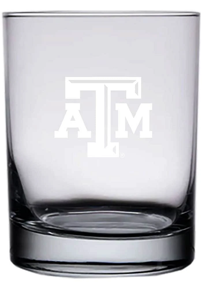 Texas A&M Aggies 14oz Etched Rock Glass - White