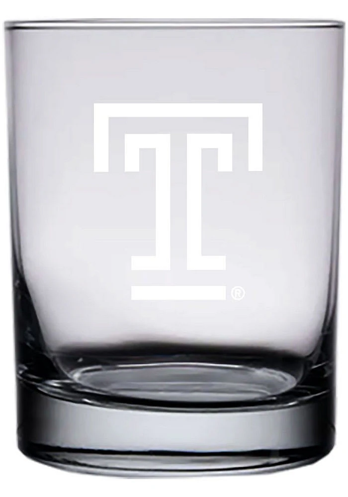 Temple Owls 14oz Etched Rock Glass