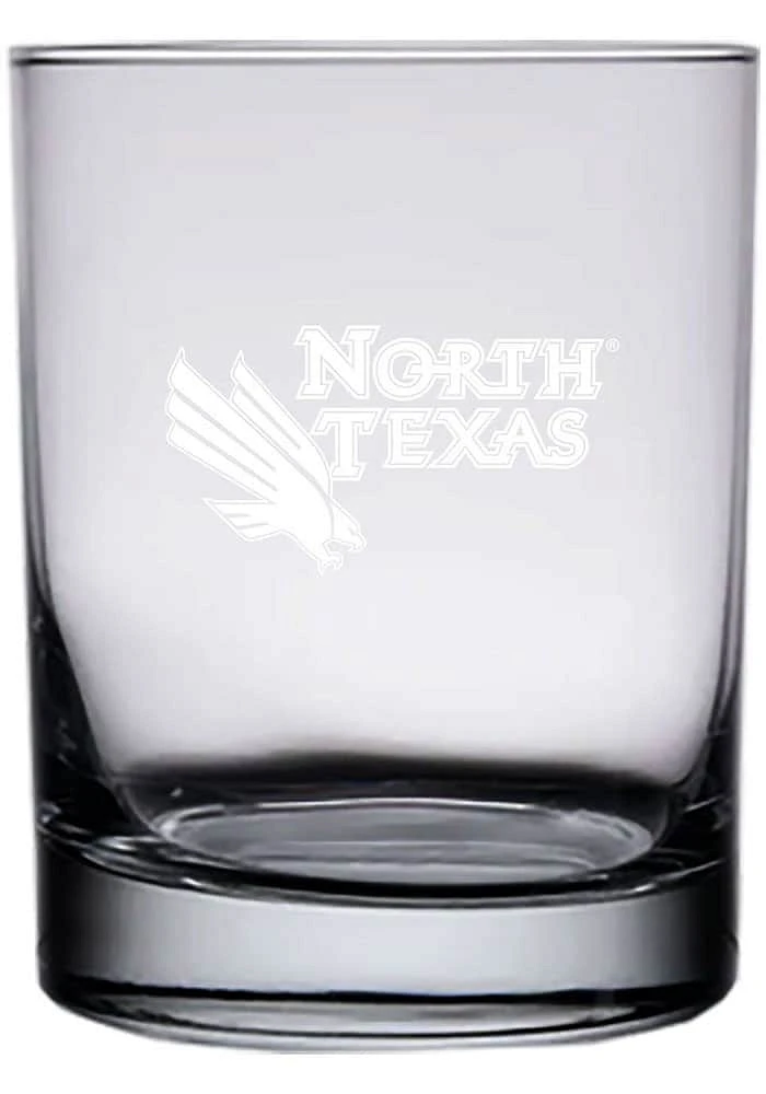 North Texas Mean Green 14oz Etched Rock Glass - White