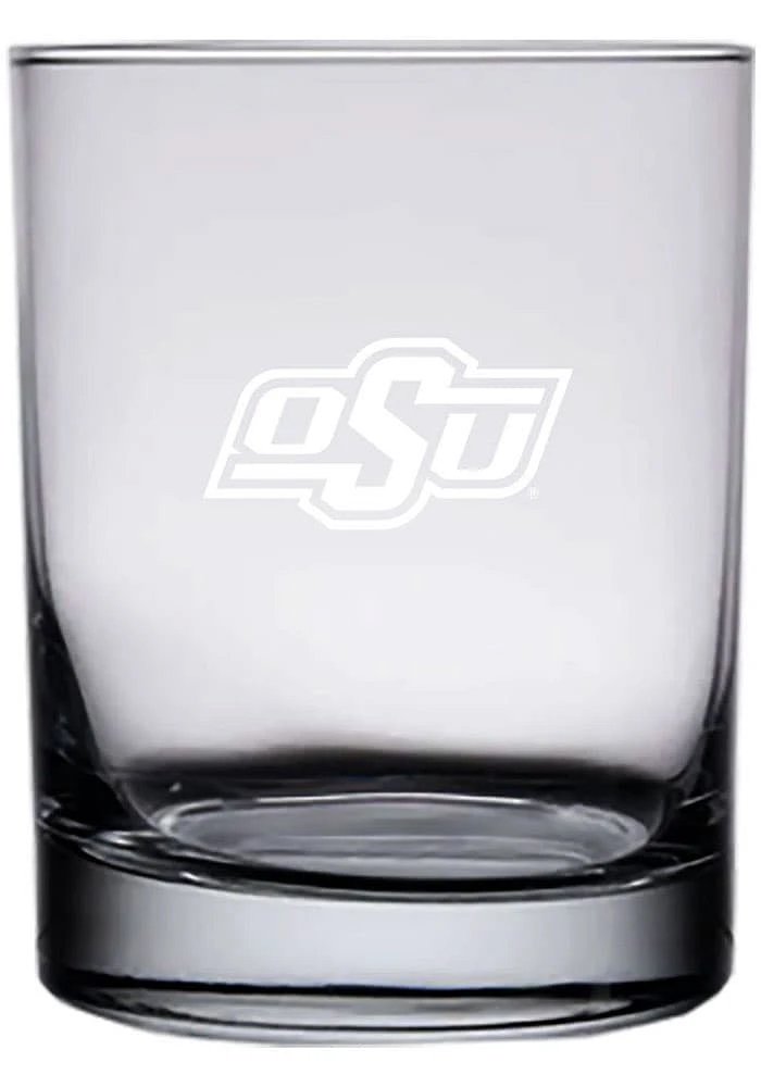 Oklahoma State Cowboys 14oz Etched Rock Glass - White