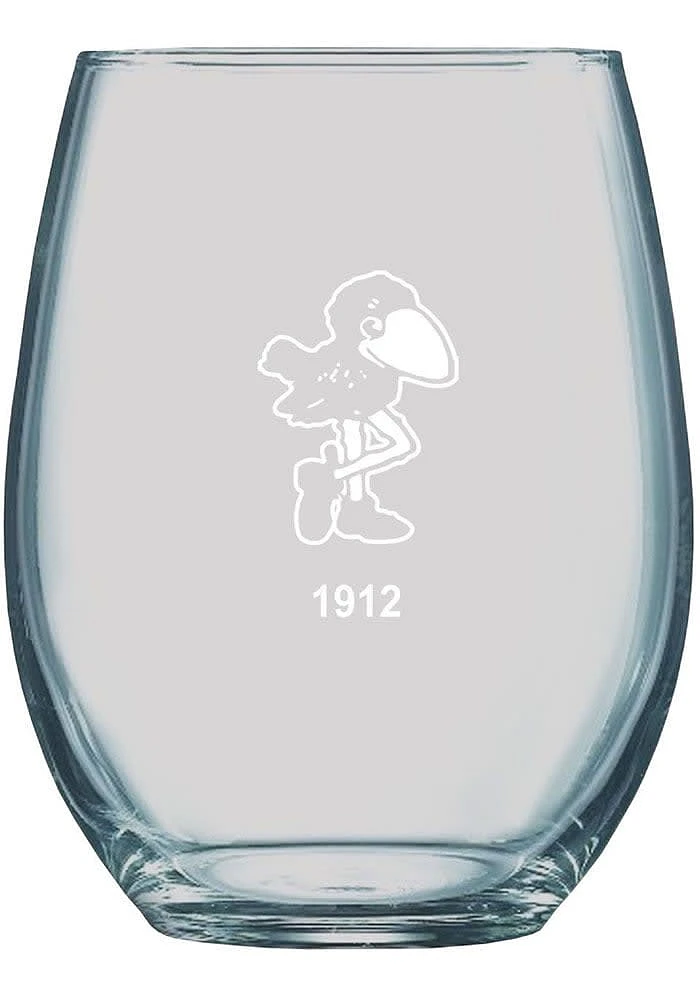 Kansas Jayhawks 21oz Etched Stemless Wine Glass - White