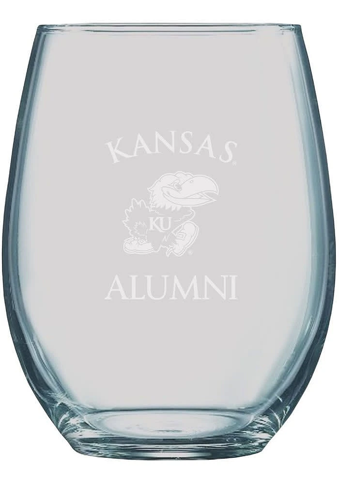 Kansas Jayhawks 21oz Alumni Stemless Wine Glass - White
