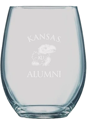 Kansas Jayhawks 21oz Alumni Stemless Wine Glass - White