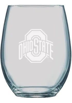 Ohio State Buckeyes 21oz Etched Stemless Wine Glass - White