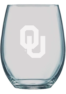 Oklahoma Sooners 21oz Etched Stemless Wine Glass - White