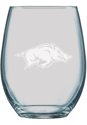 Arkansas Razorbacks 21oz Etched Stemless Wine Glass - White